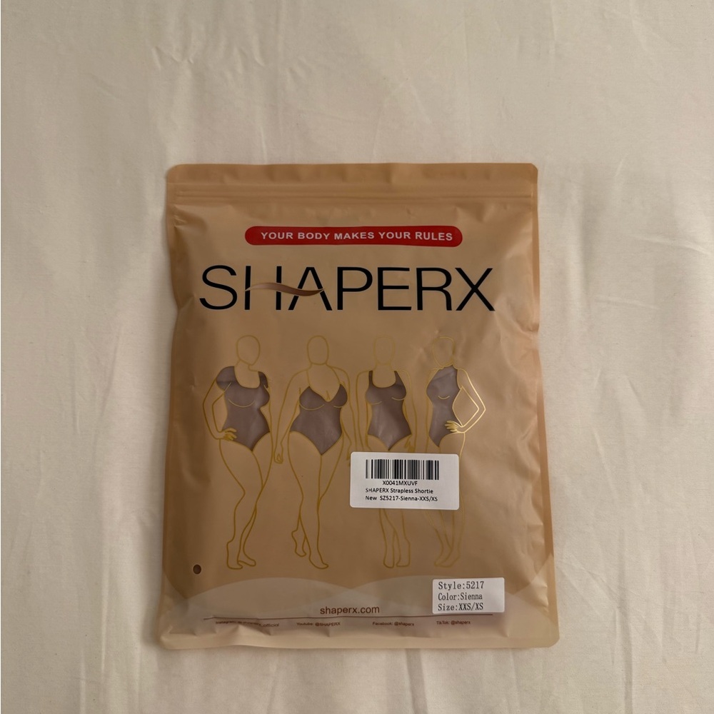 ShaperX Strapless Shortie Bodysuit in Sienna - NWT